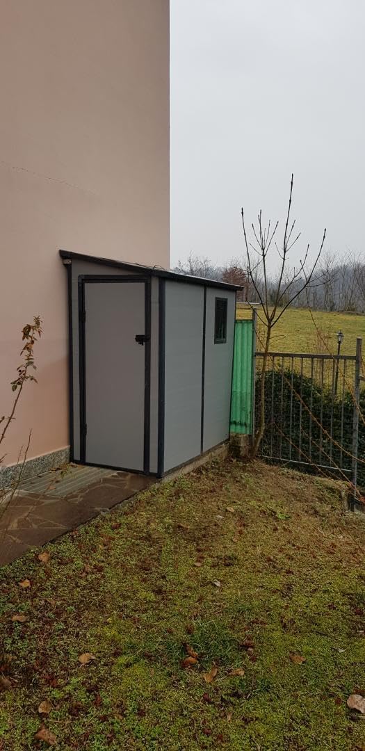 Jôbu - Abri de jardin adossé résine - 2,09m² - fenêtre, aération, kit fondation, acier galvanisé