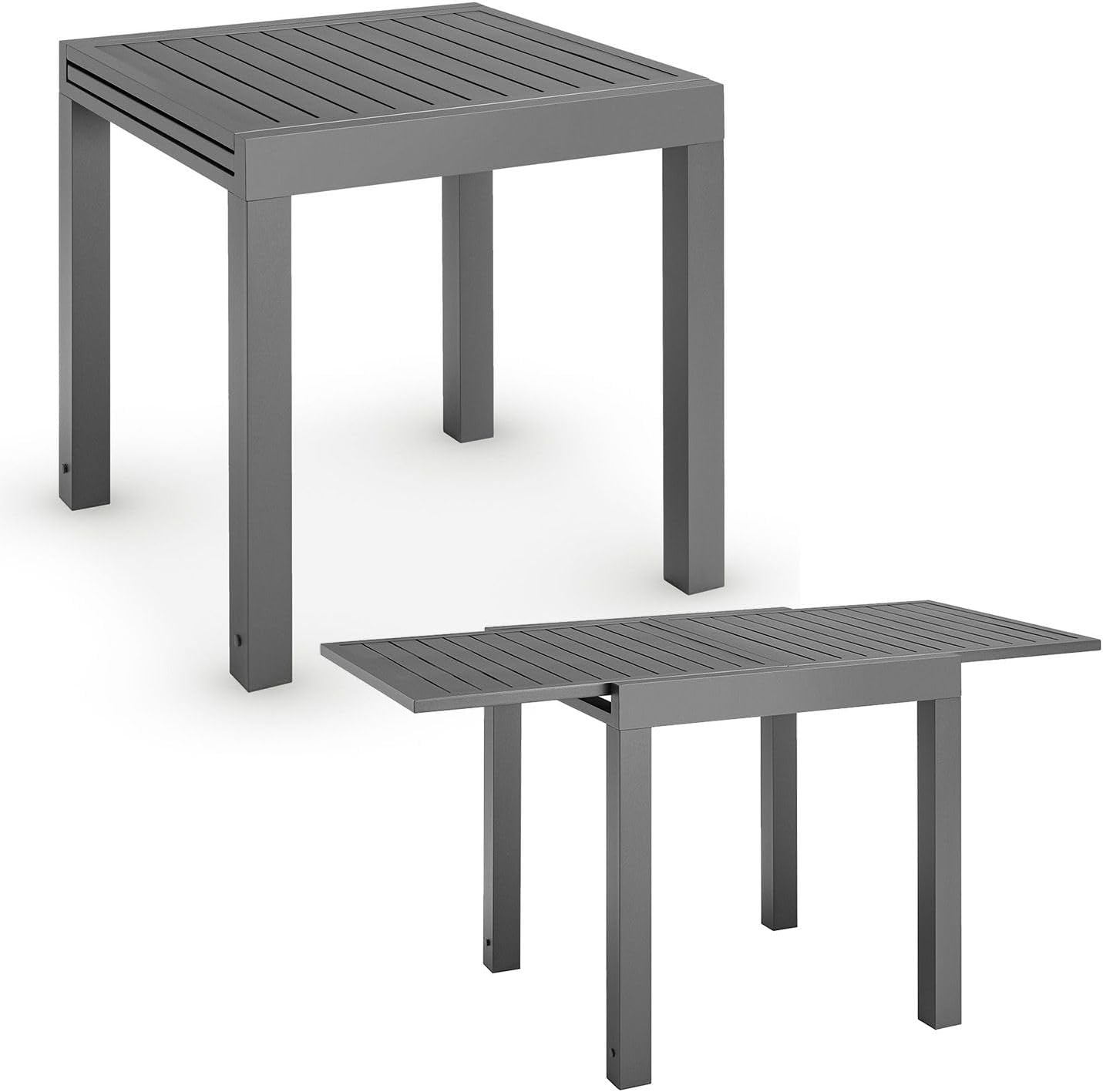 Juskys - Table de jardin Laki - 70x70 cm extensible - Aluminium anthracite