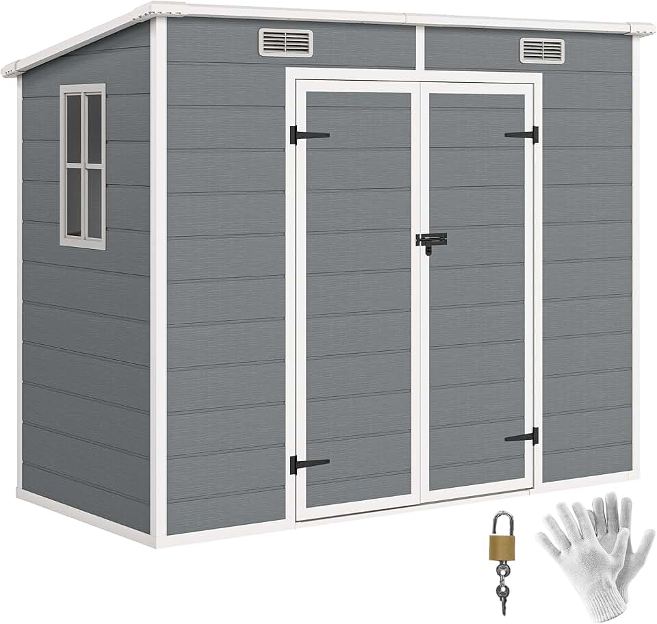 Outsunny - Abri de jardin 2,4x1,3m - aluminium/PP, fondation, fenêtres, 2,54m²