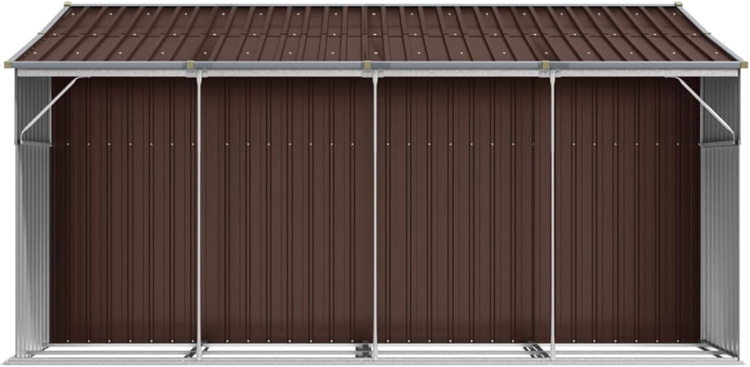 LAPOOH Abri de Jardin Marron 277x365,5x179 cm Acier galvanisé,Abris De Jardin,Abri De Stockage pour Jardin,Abri D'Outils De Jardin