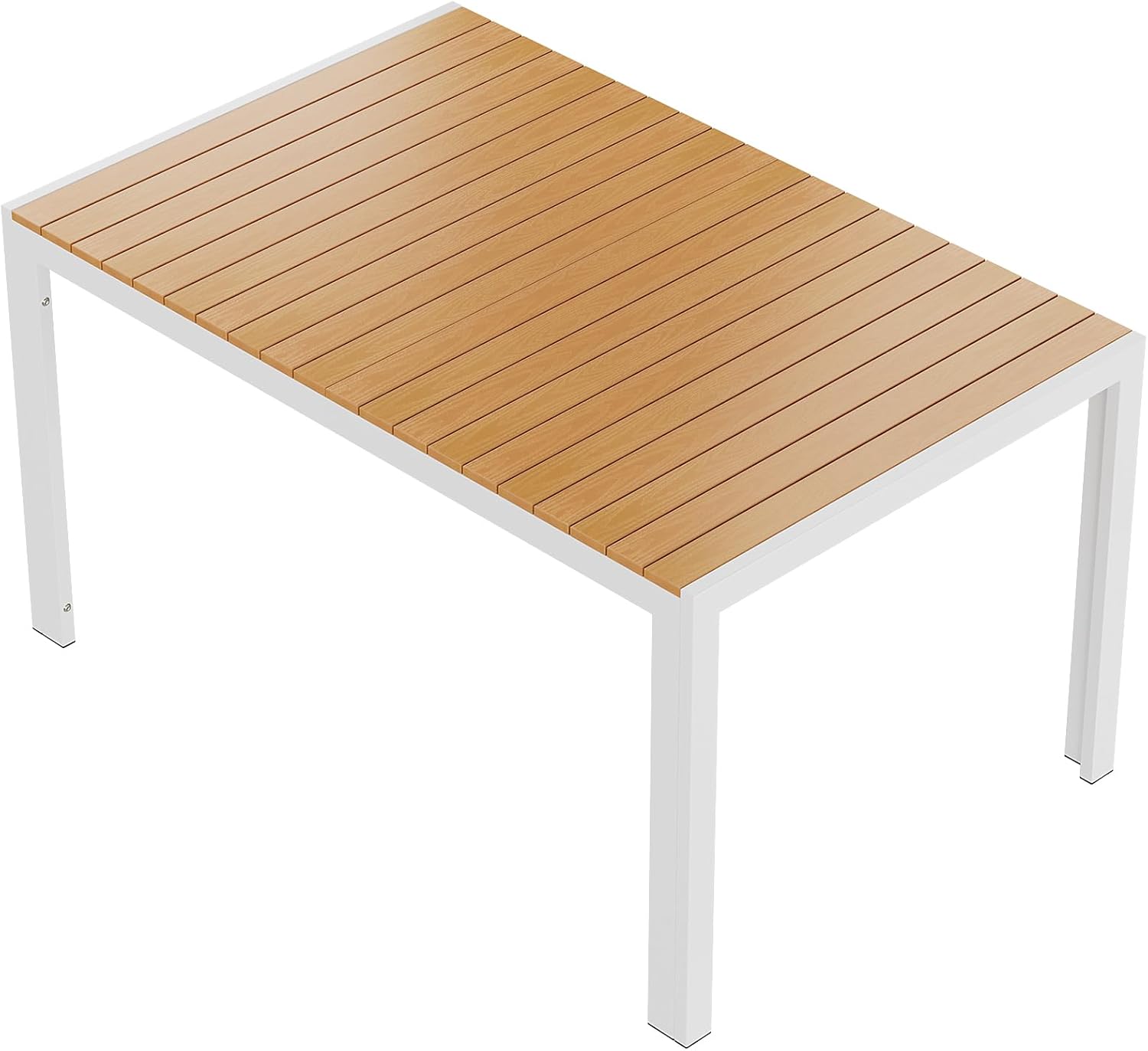 LIFERUN - Grande table de jardin - 140x90x75 cm - aluminium, plateau WPC, pour 6 personnes, résistante intempéries