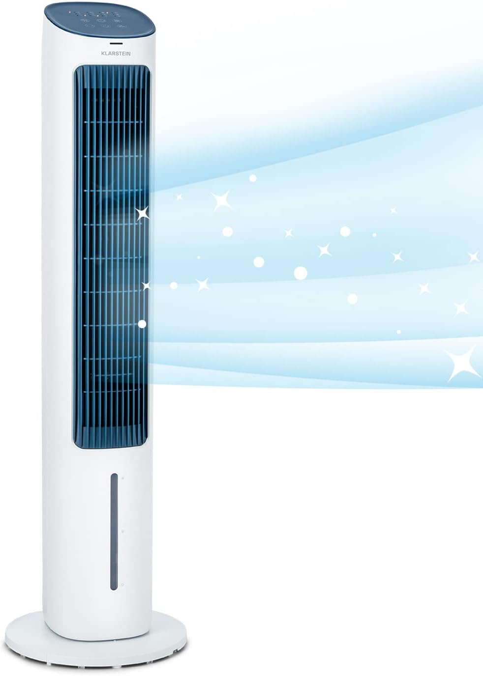 Klarstein Rafraichisseur d'Air Mobile 5-en-1, Ioniseur, Refroidisseur d'Air par Evaporation, Silencieux avec Mode Nuit, Humidificateur, Ventilateur, Purificateur, 50W, Débit d'air de 360m³/h