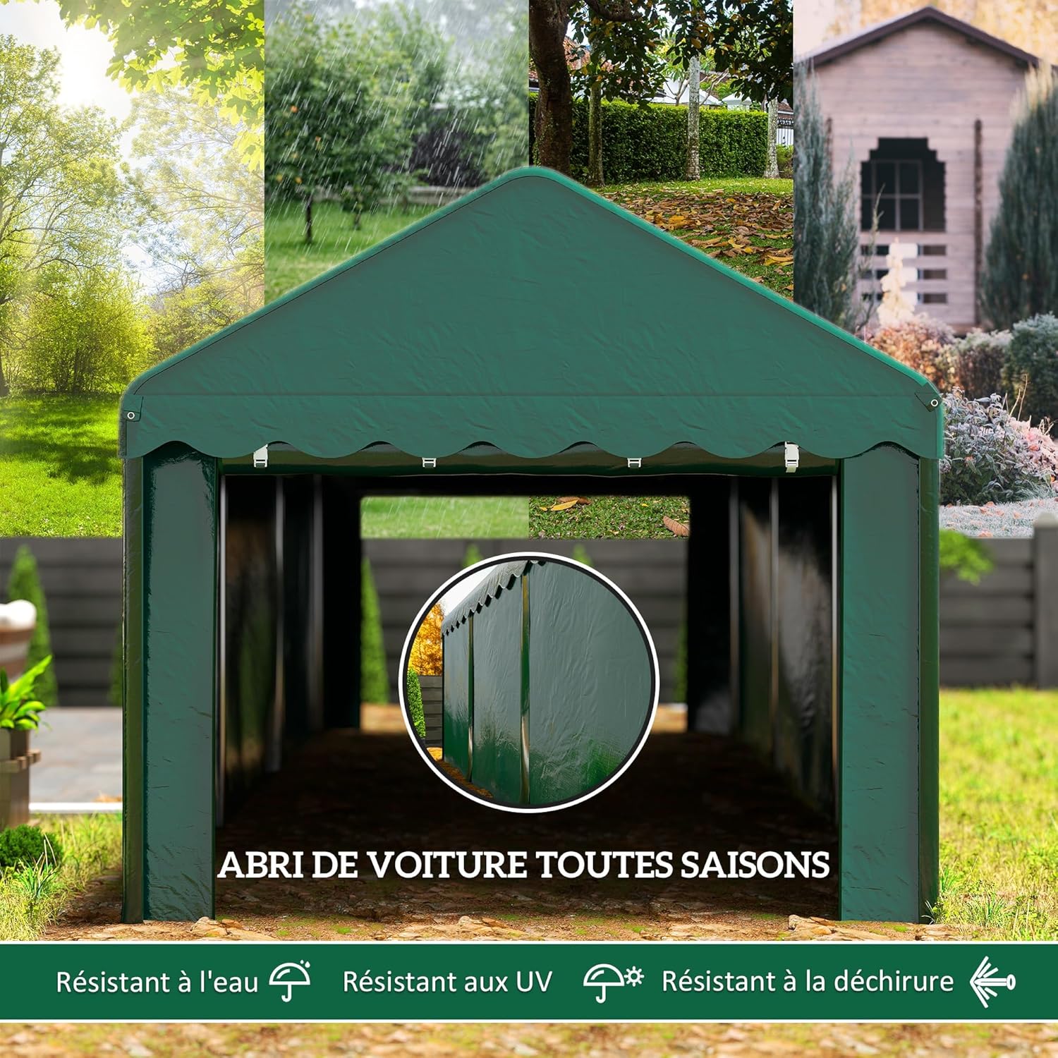 Outsunny - Carport Tente série PE - 3x6m - abri voiture UV étanche