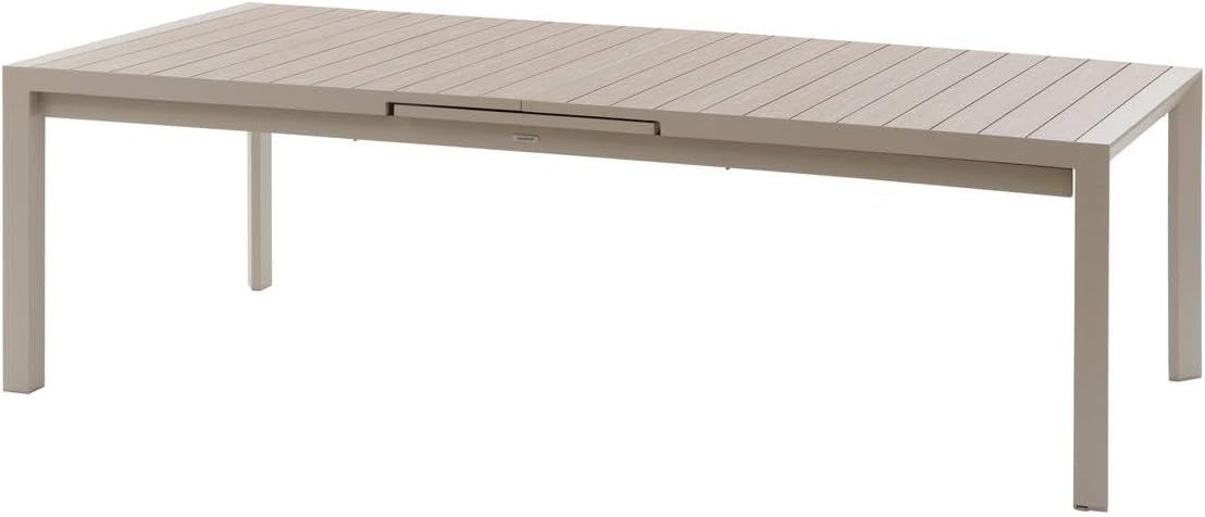 Hespéride - Evasion Argile - table extensible 14 places - aluminium bois antirouille, rallonge