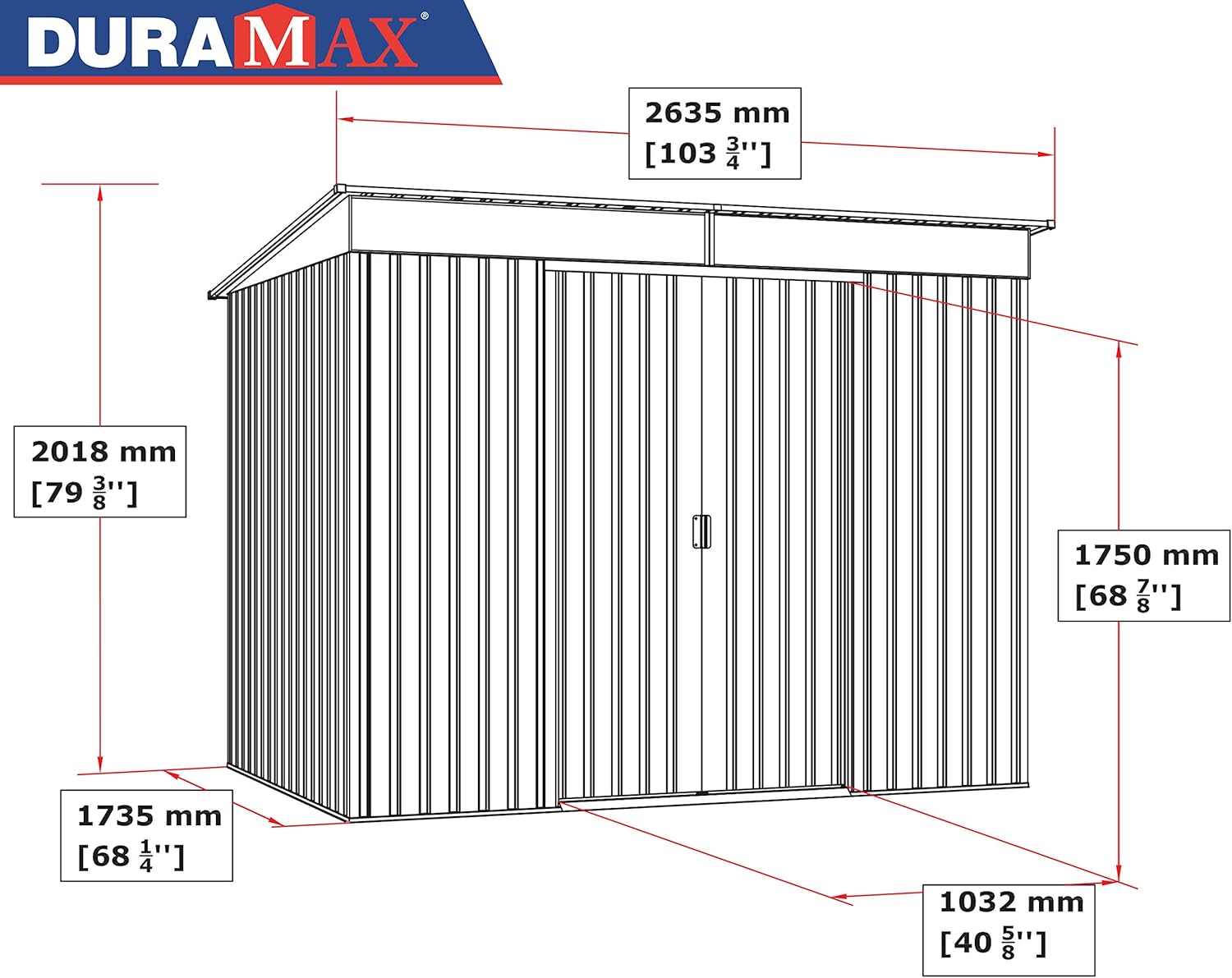 Duramax TOP Pent Roof Skylight 8 x 6 (4.37 m²) Abri de jardin en métal, fabriqué en acier galvanisé, structure de toit renforcée, lucarne intégrée pour la lumière du soleil, Anthracite