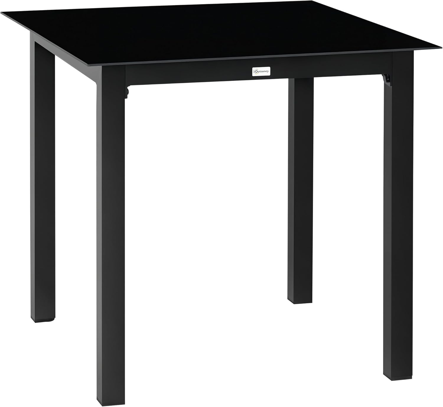 Outsunny - Table de jardin carrée - 80x80x74 cm - aluminium, plateau en verre trempé