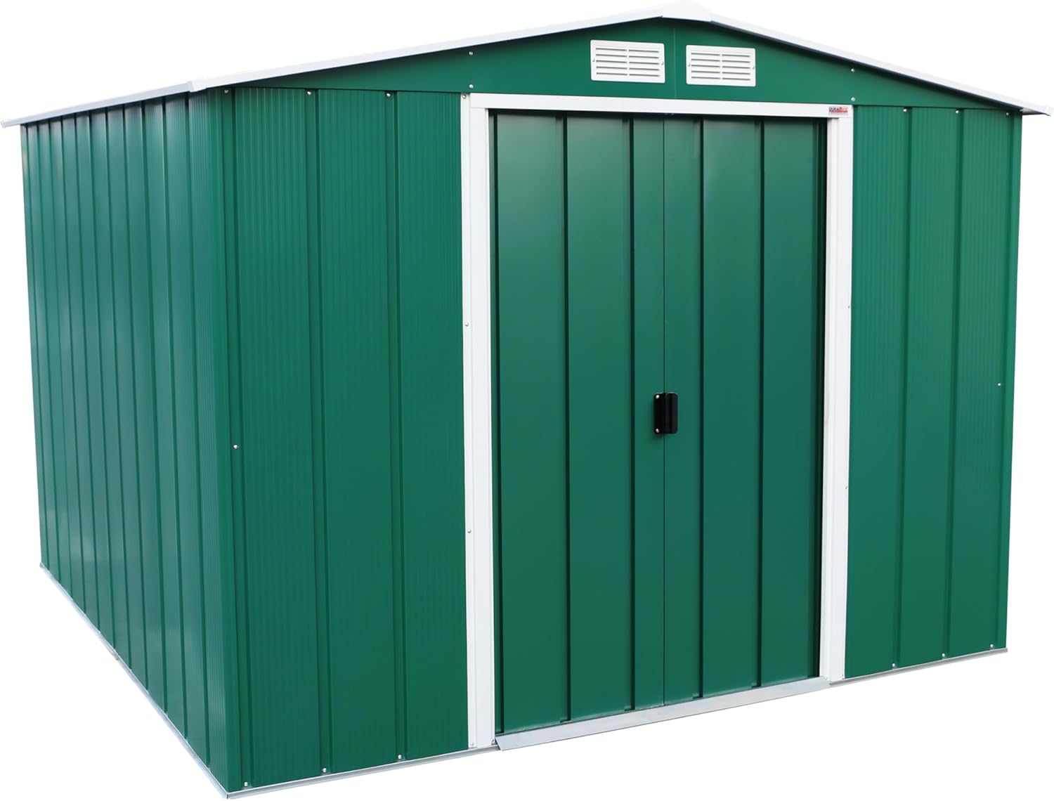 Duramax ECO 8 x 8 (5.89 m²) Abri de Jardin en Métal Galvanisé à Chaud, Abri de Stockage d'Outils, Structure de Toit Renforcée, Abri en Métal Sans Entretien, Vert