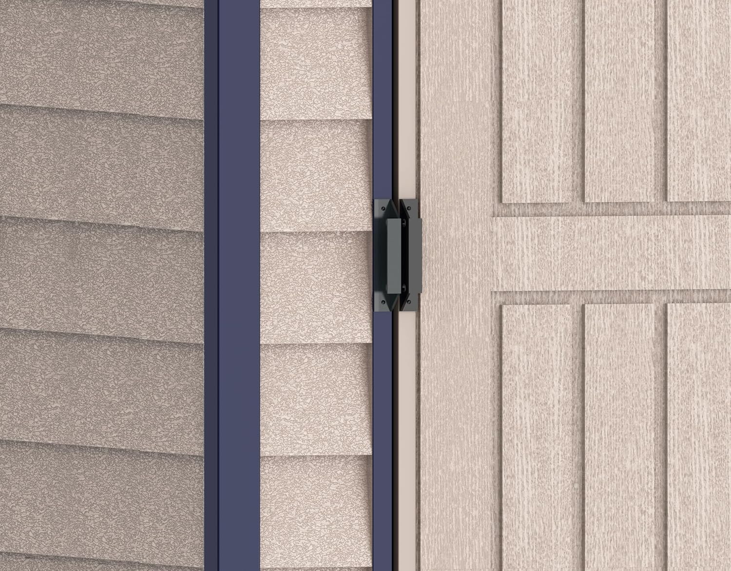 Duramax EverMore 4 x 6 (1.99 m²) Abri de jardin en plastique, solution de stockage extérieur ignifuge et tout temps, avec plancher en plastique, abri en vinyle sans entretien, Adobe & Grey