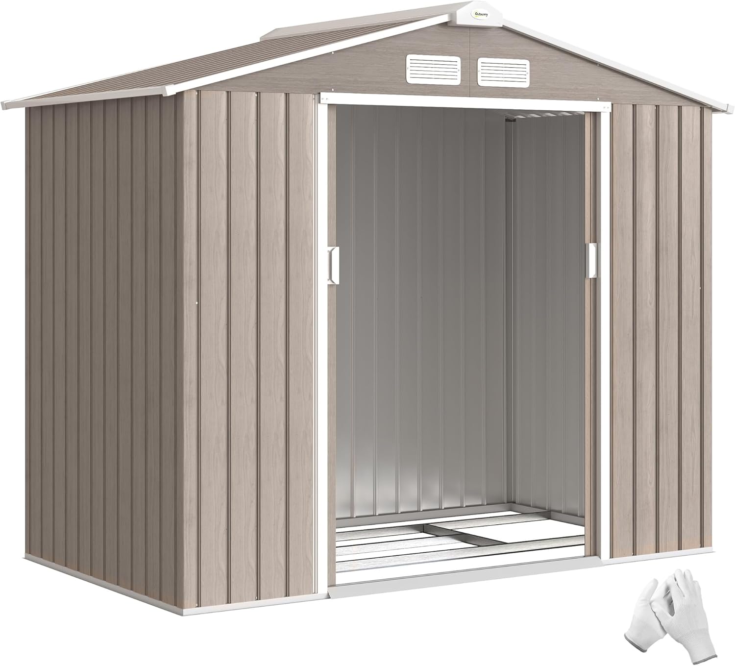 Outsunny - abri métal 2,77m², 213x130x185cm, porte coulissante, 4 aérations