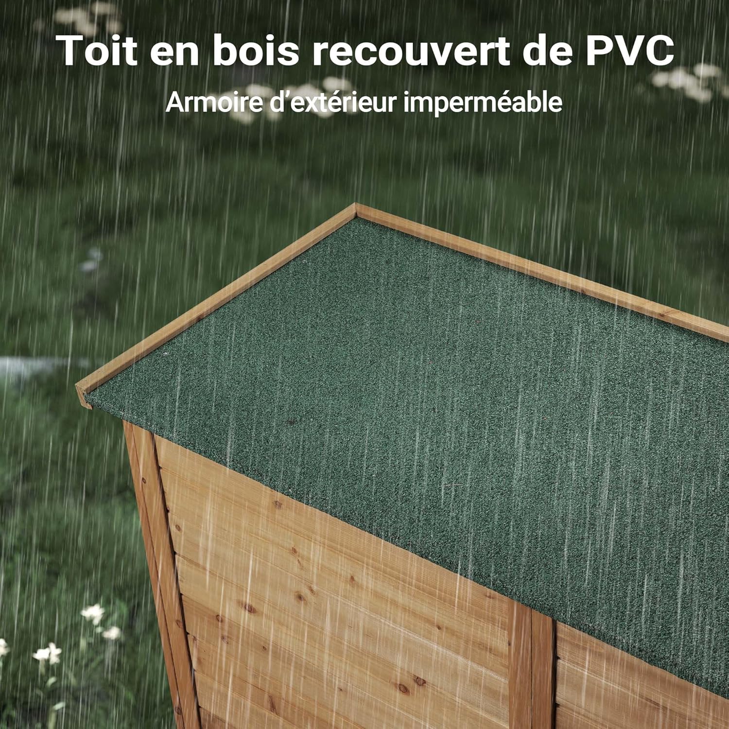 Wiltec Abri de Jardin – 1350 x 500 x 1540 mm – en Bois d’Épicéa – avec Toit en Bitume et 2 Portes – Cabane Remise pour Rangement Outils pour Jardin, Terrasse & Balcon