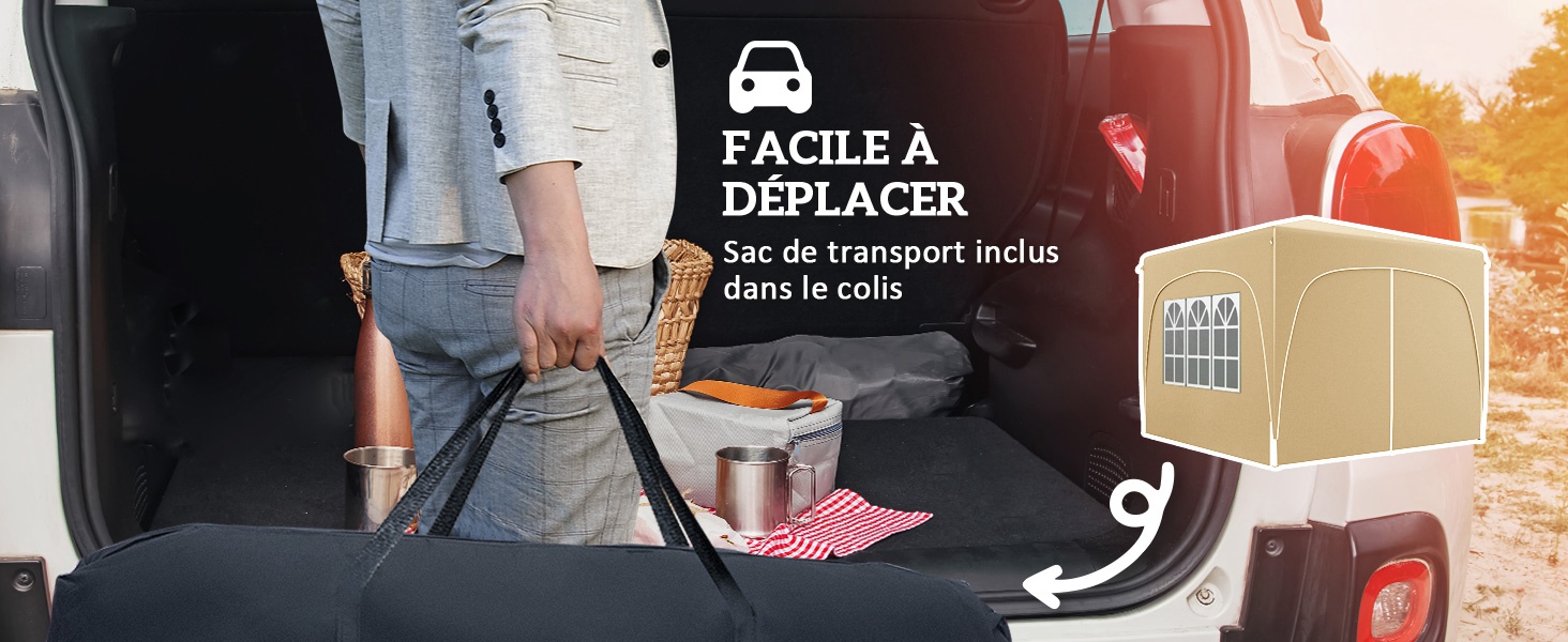 Collage d'articles liés au déménagement : boîtes, produits de nettoyage et coffre de voiture. Texte visible mais pas entièrement lisible.