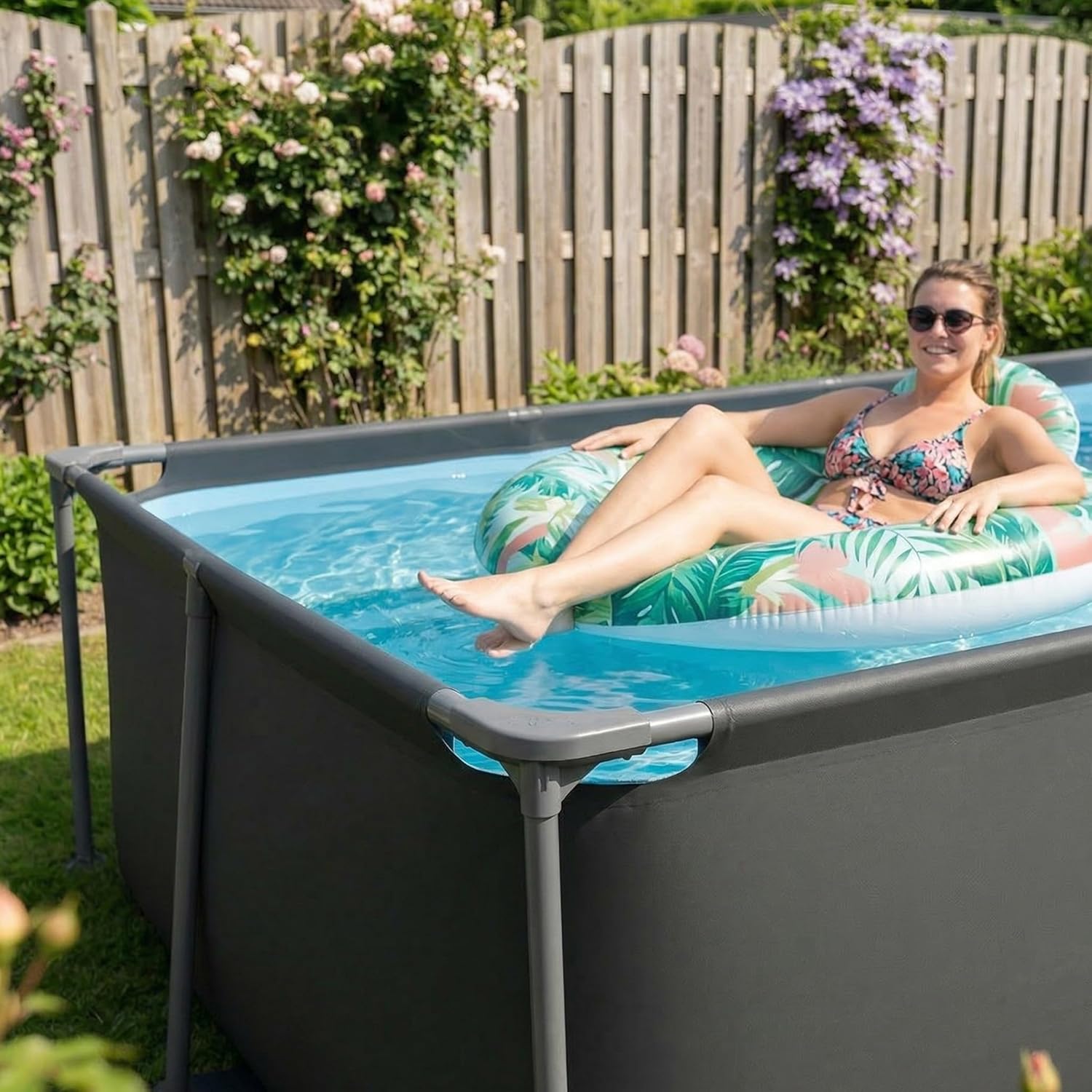 VirtuFit Piscine (Noir, 260 x 180 x 66 cm - Komplettpaket, Ronde)