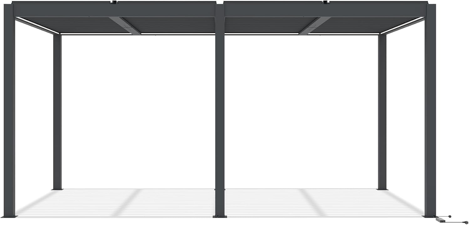 Cazeboo - AGOSTA série - pergola motorisée 5x3m LED aluminium gris AGOSTA