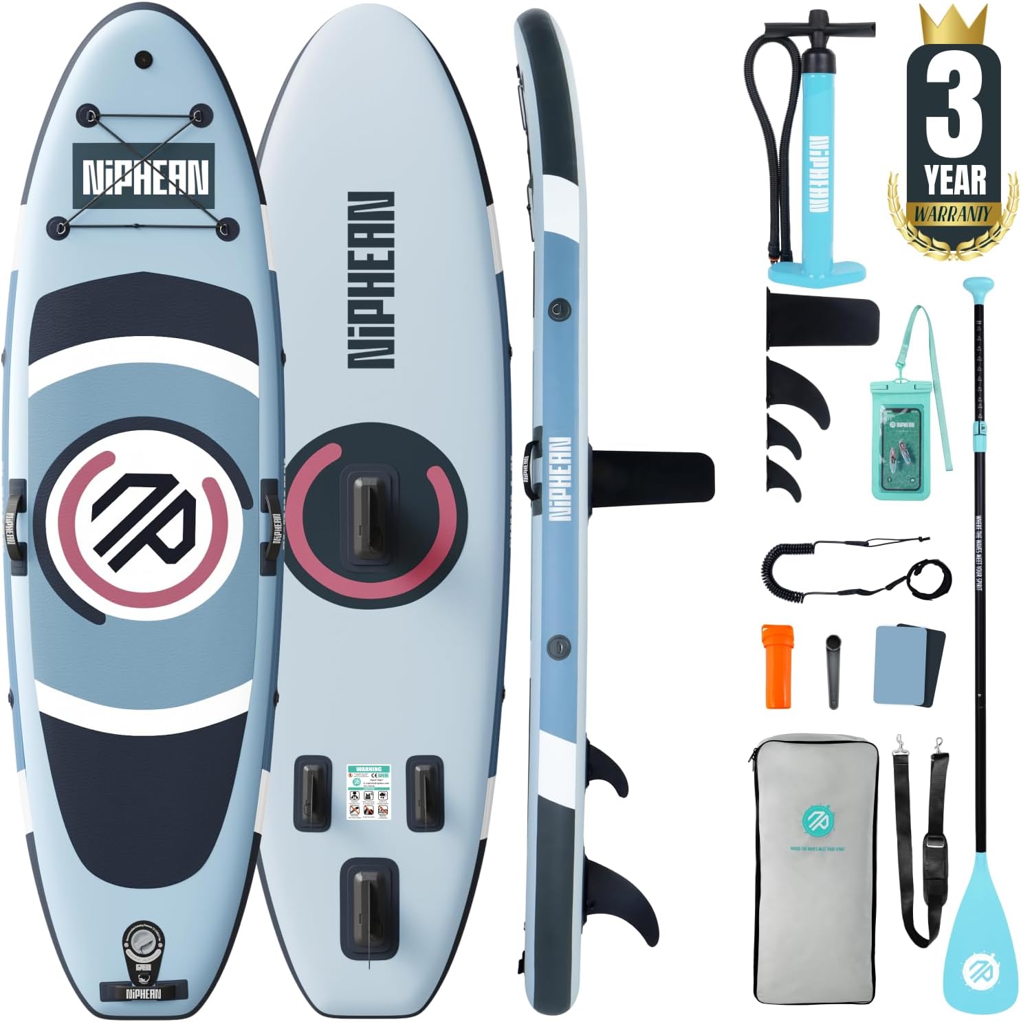 Niphean - paddle gonflable adulte avec siège - ultraléger - stabiltrac, antidérapant, yoga et animaux