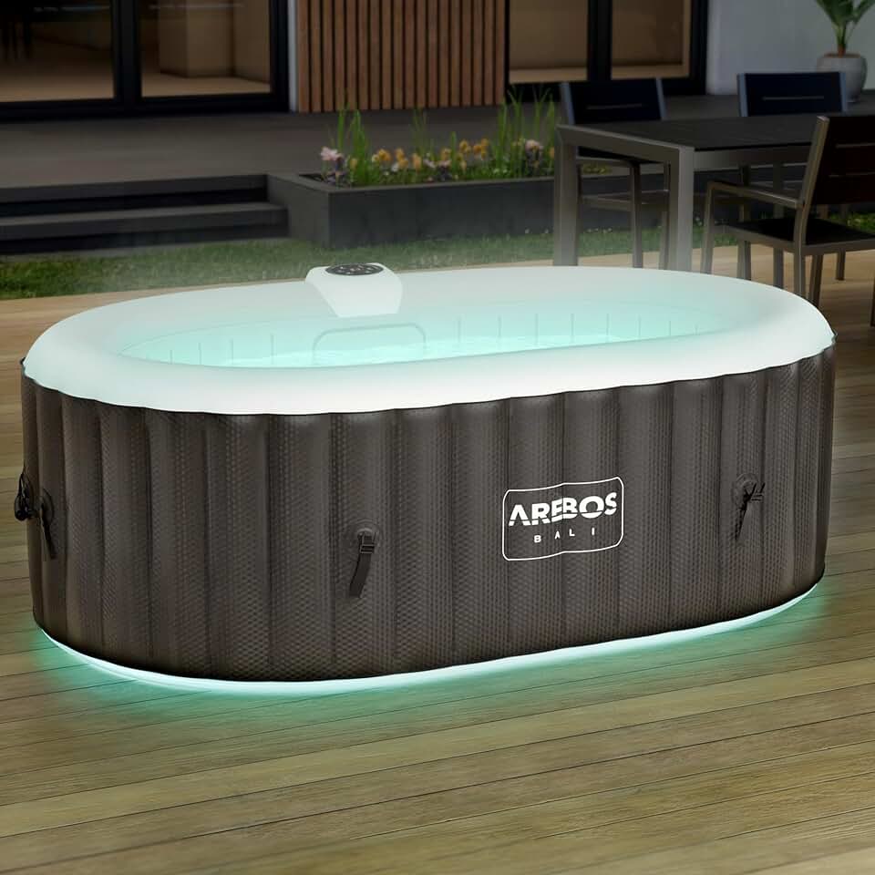 Arebos - Spa LED gonflable 190x120cm, 2 places, 90 jets, 550L