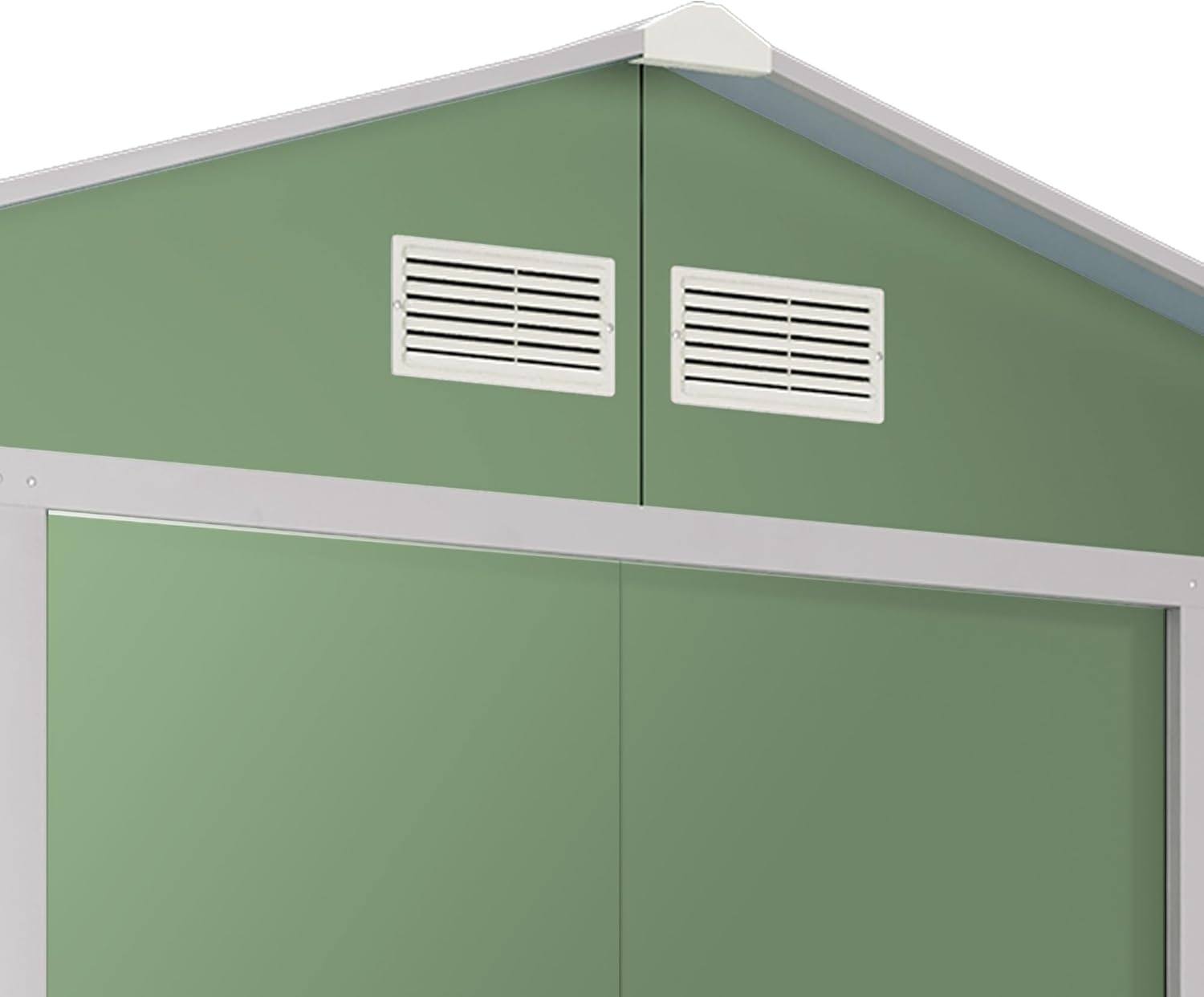 Wasabi - Abri de jardin Light Green 5,27m² double porte, toit double pente, 261x202x202cm