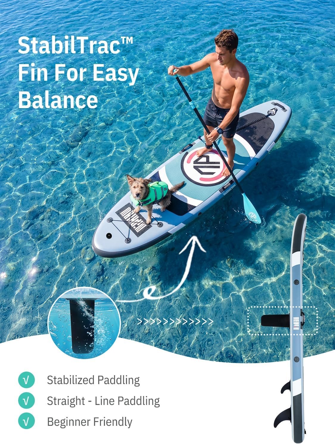 Niphean - paddle gonflable adulte avec siège - ultraléger - stabiltrac, antidérapant, yoga et animaux