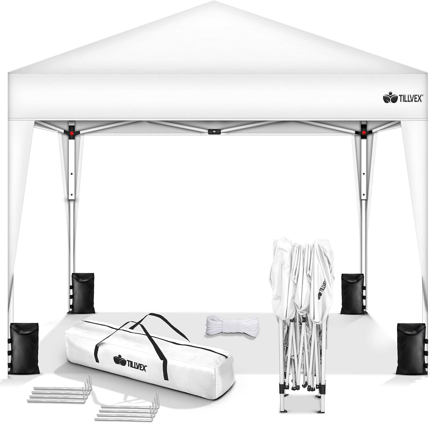 tillvex Tonnelle de Jardin 3 x 3 m Pliable | Tente Pliante à Hauteur réglable | Auvent pour Camping, Festival, Plage | Protection UV 50+ | Chapiteau avec Sac