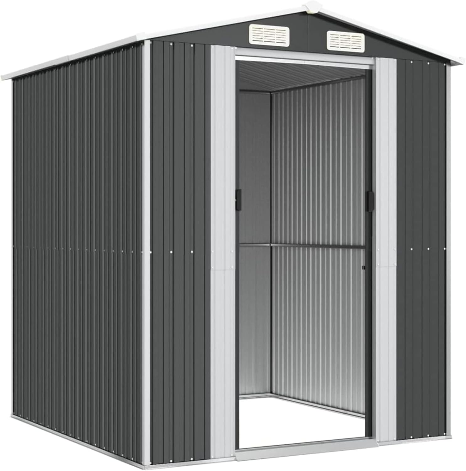 Homgoday Grand Abri de Jardin en Metal Gris Anthracite - Stockage Extérieur Spacieux