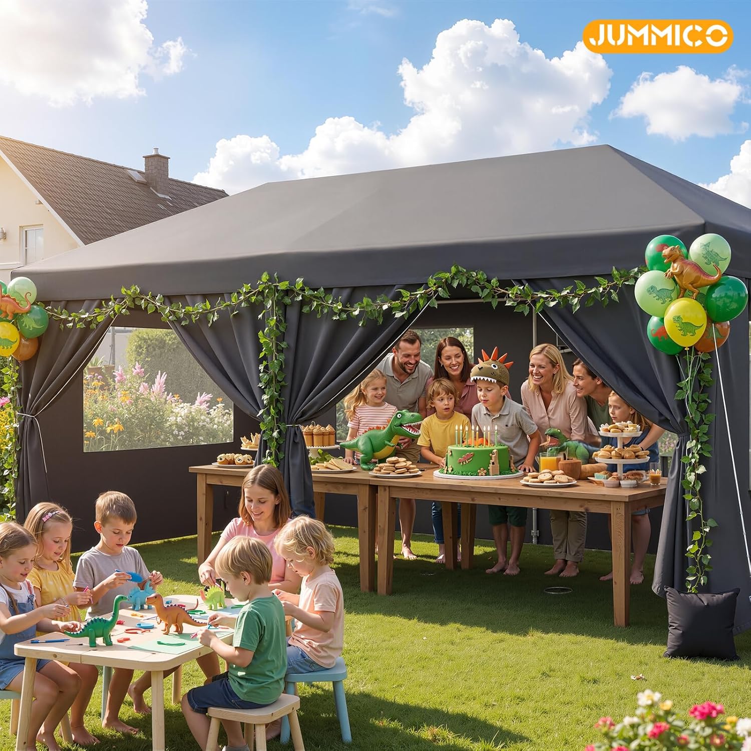 JUMMICO - tonnelle pliante - 3x6m - moustiquaire anti-insectes, imperméable, anti-UV