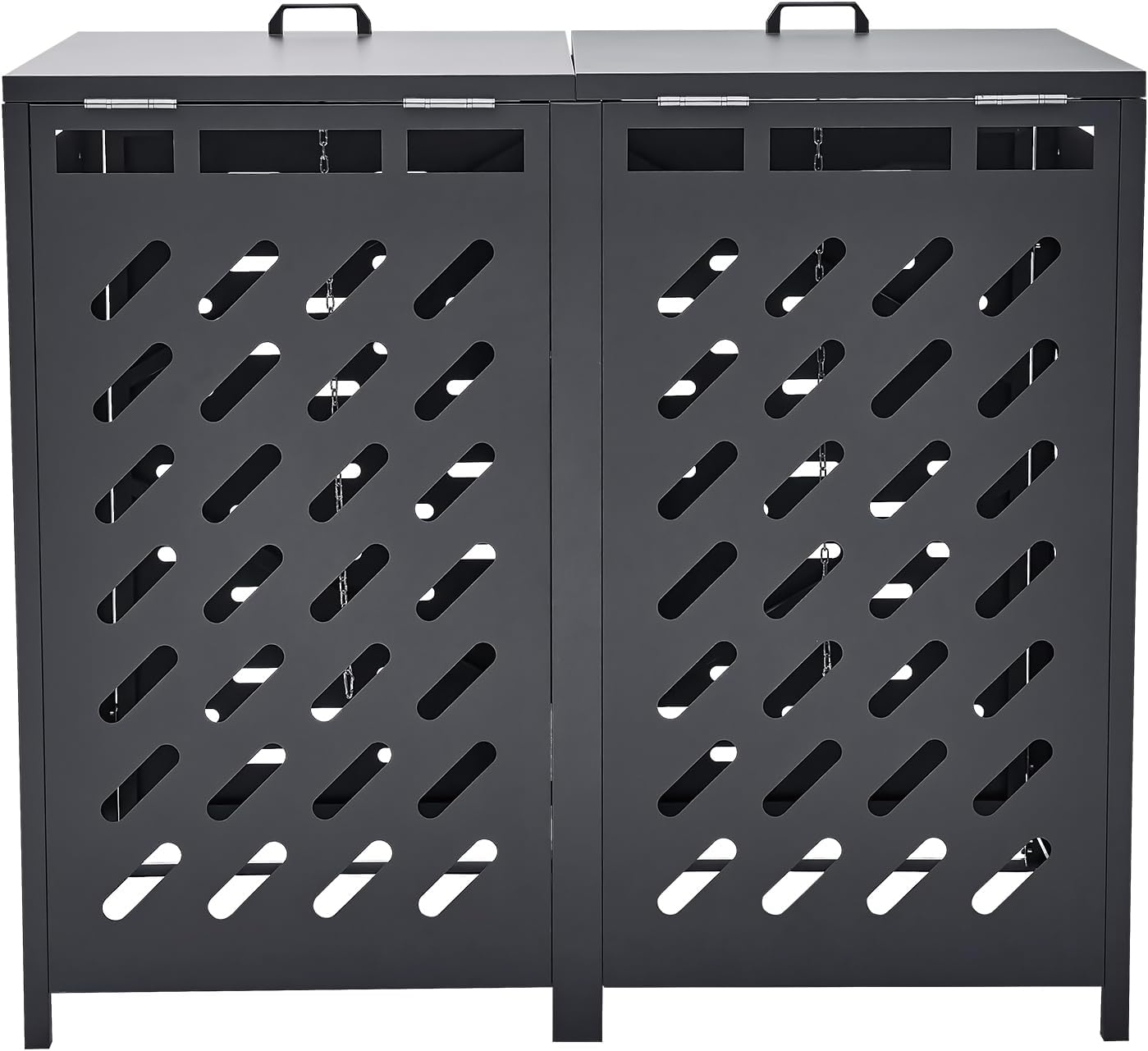 VEVOR Abri pour poubelles, 2 x 240 L, Rangement pour poubelles Horizontal, avec Couvercle à chaîne, boîte de Rangement à poubelles d'extérieur, étanche et verrouillable, pour Jardin, Cour et terrasse