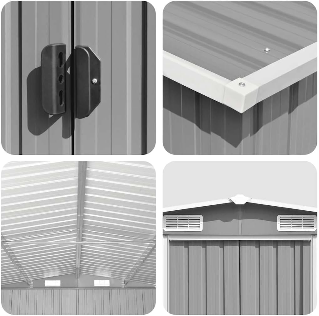 vidaXL Abri de Jardin 257x580x181 cm Métal Gris Terrasse Patio Cabane à Outils