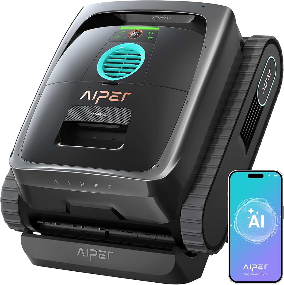 AIPER - Scuba V3 - 200 m² - Robot piscine IA, sans fil, filtre 3μm, fond et parois V3