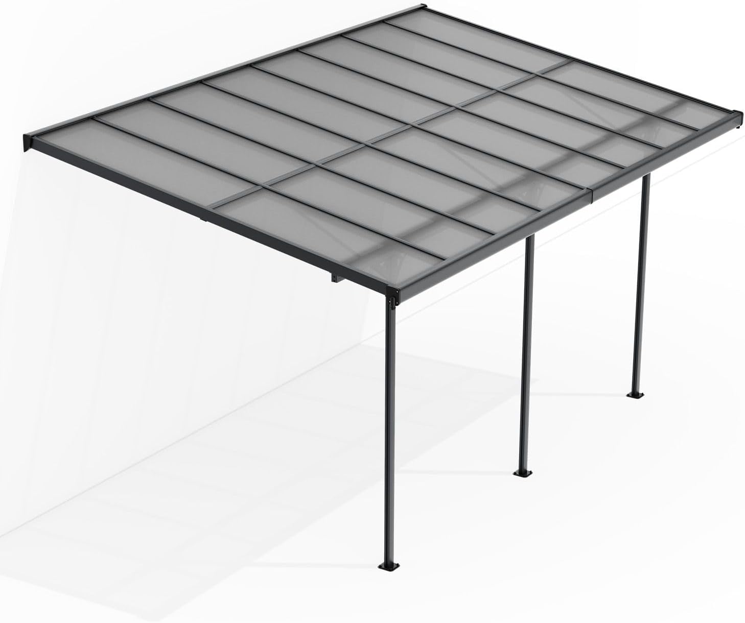 Juskys - Borneo 3x5 m - toit terrasse alu gris, plaques alvéolaires
