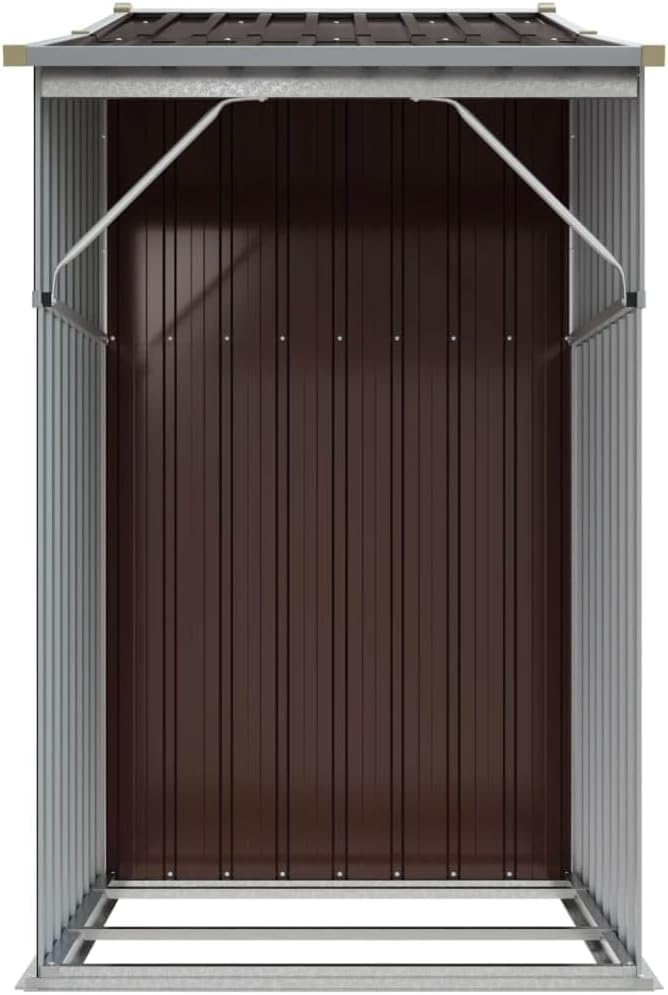 vidaXL Abri de Jardin, Cabane à Outils avec Poignées, Remise à Outils avec Toit Inclinable, Abri de Rangement Terrasse, Marron 277x93x179 cm Acier Galvanisé