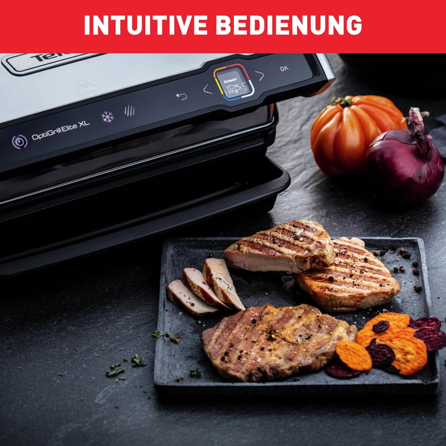 Tefal - Optigrill Elite XL, série GC760 - XL 8 pers., 16 programmes, grill intelligent, mode manuel, GC760D12