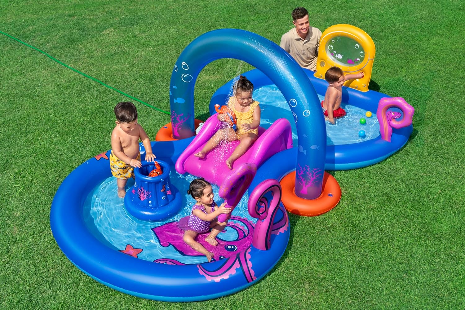 Bestway - Aire de Jeux Gonflable avec Piscine pour Enfants Bestway Sea Odyssey - 330 cm x 188 cm x 117 cm - Multicolore