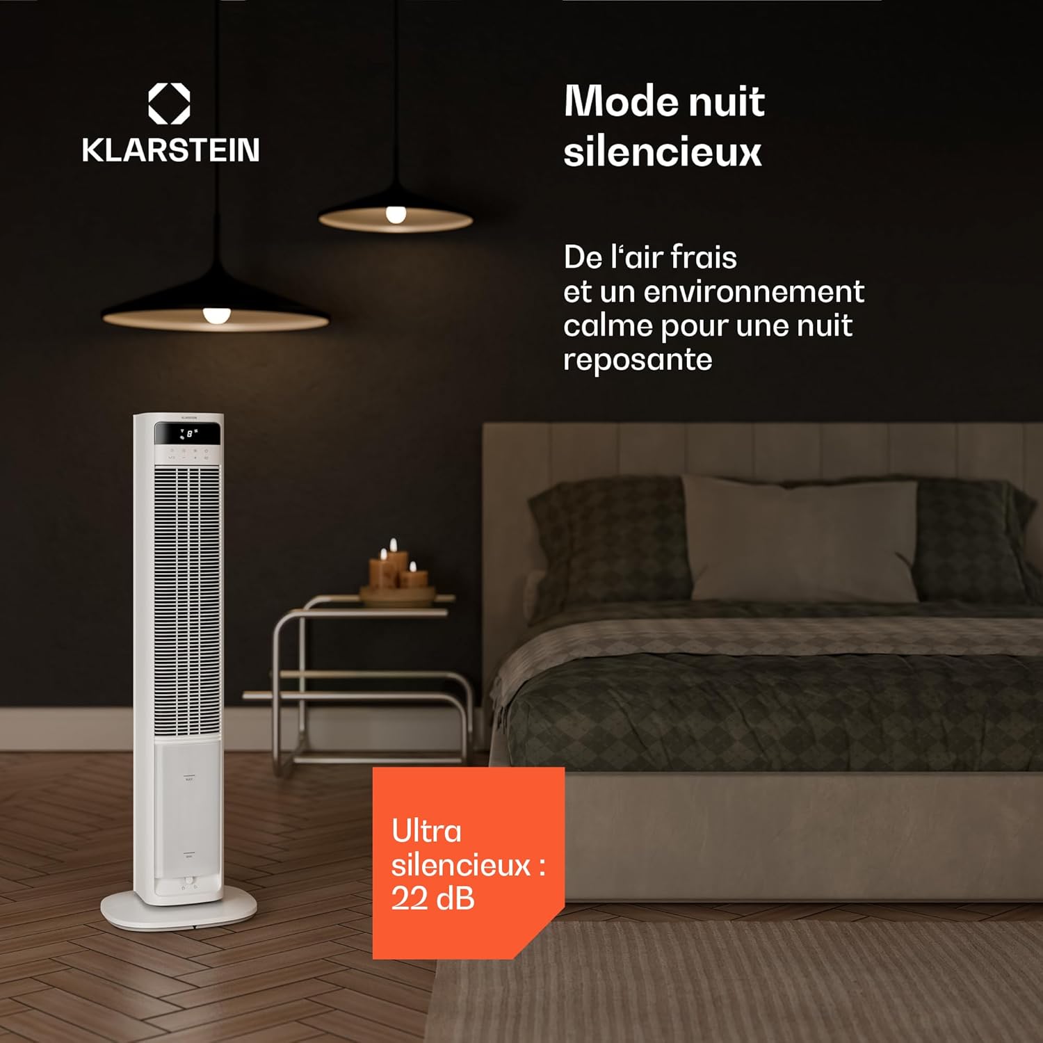 KLARSTEIN Rafraichisseur d’Air, Refroidisseur d’Air Évaporatif, 4L, Télécommande, 8 Niveaux, Mobile, Ventilateur Climatiseur pour Chambre 35m², White