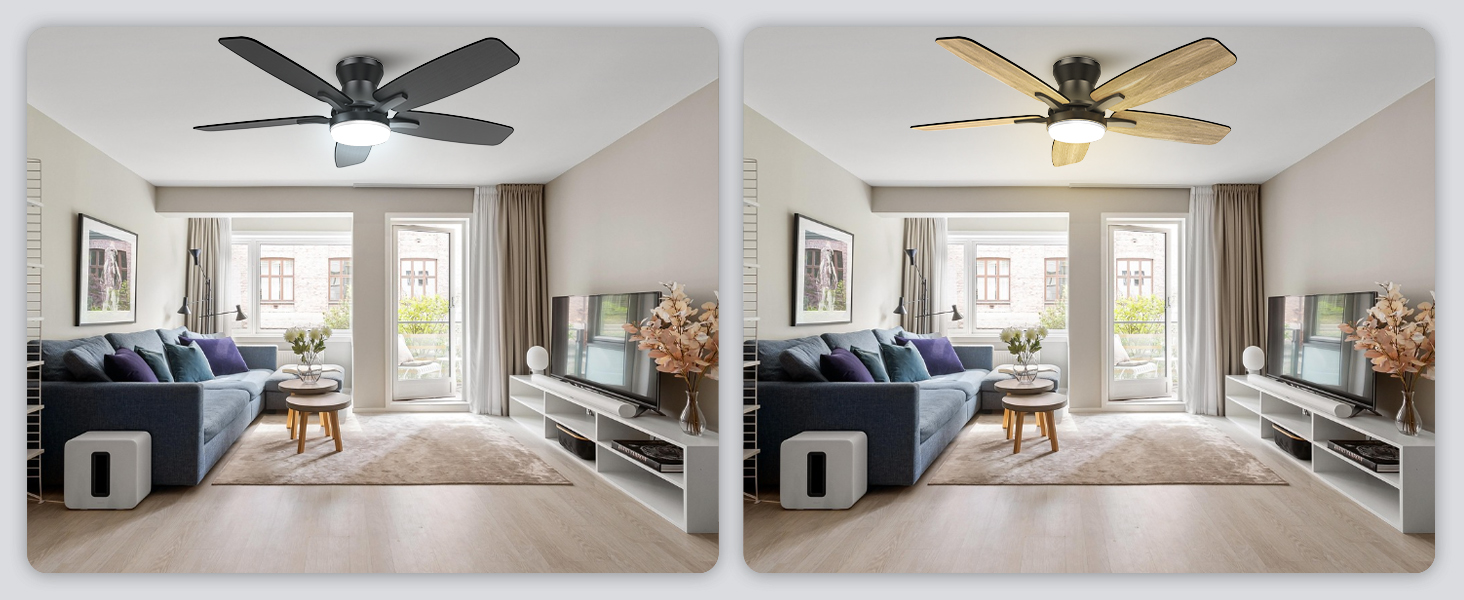 106cm Ventilateur Plafond avec Lumiere Double Face Pale