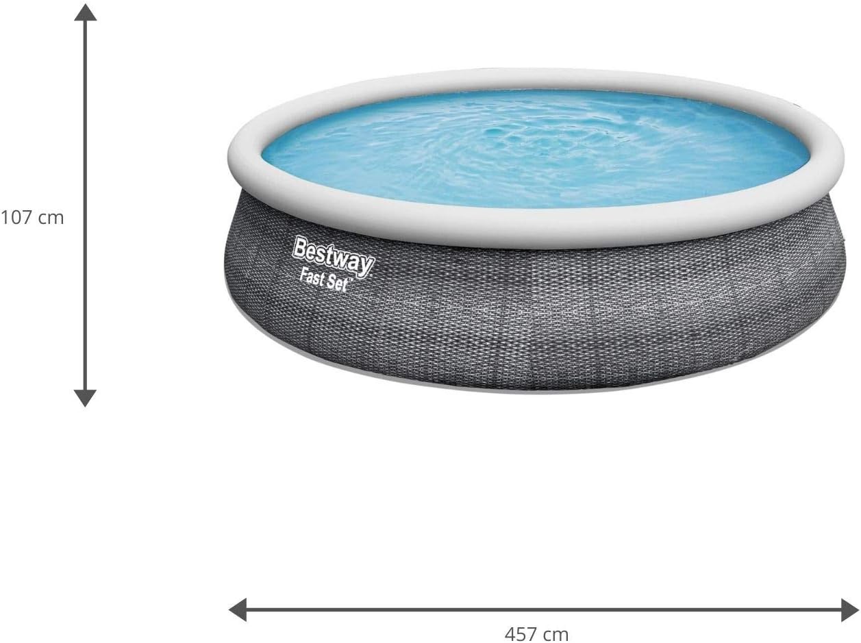 Bestway - Fast Set Rotin - 4.57x1.07m - Piscine autoportée, montage rapide