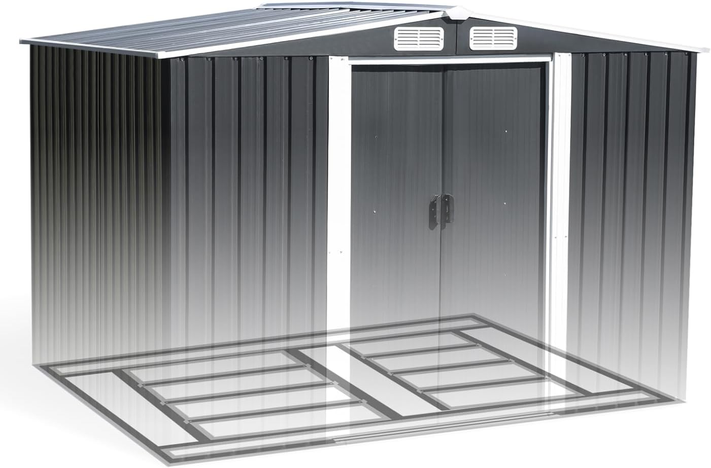 IDMarket - Abri de jardin 5,3m² acier galvanisé avec base