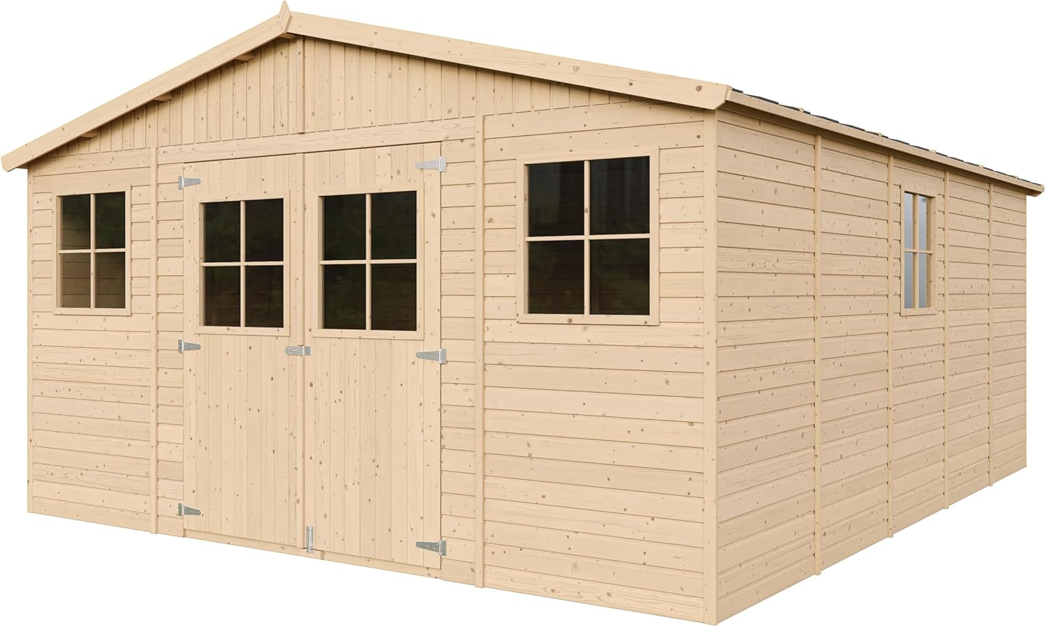 Abri de Jardin en Bois Exterieur avec Les PLANCHERS IMPRÉGNÉ- Maison de Jardin en Pin/épicéa-H246x418x522 cm/20 m²-Construction de Panneaux- Rangement pour vélos, Remise à Outils-TIMBELA M333 +M333G