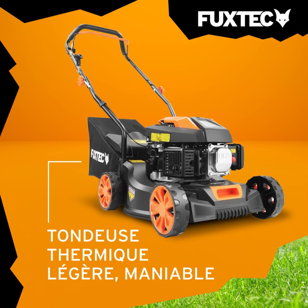 FUXTEC - Tondeuse thermique poussée série RM4180 - 40,6cm - légère, compacte, bac 45L - FX-RM4180