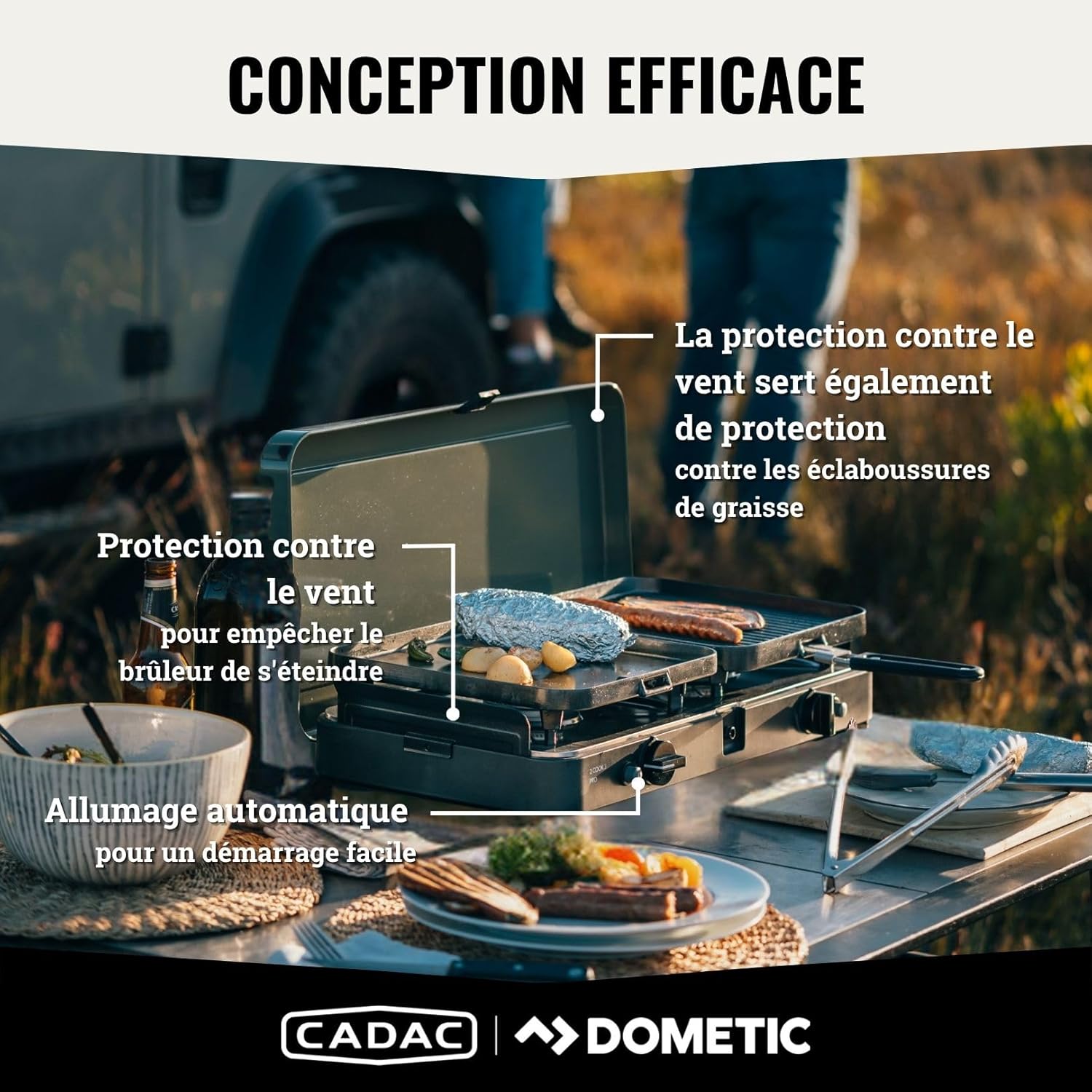 CADAC - 2 Cook 3 Pro Deluxe - surface inox - housse incluse - barbecue portable