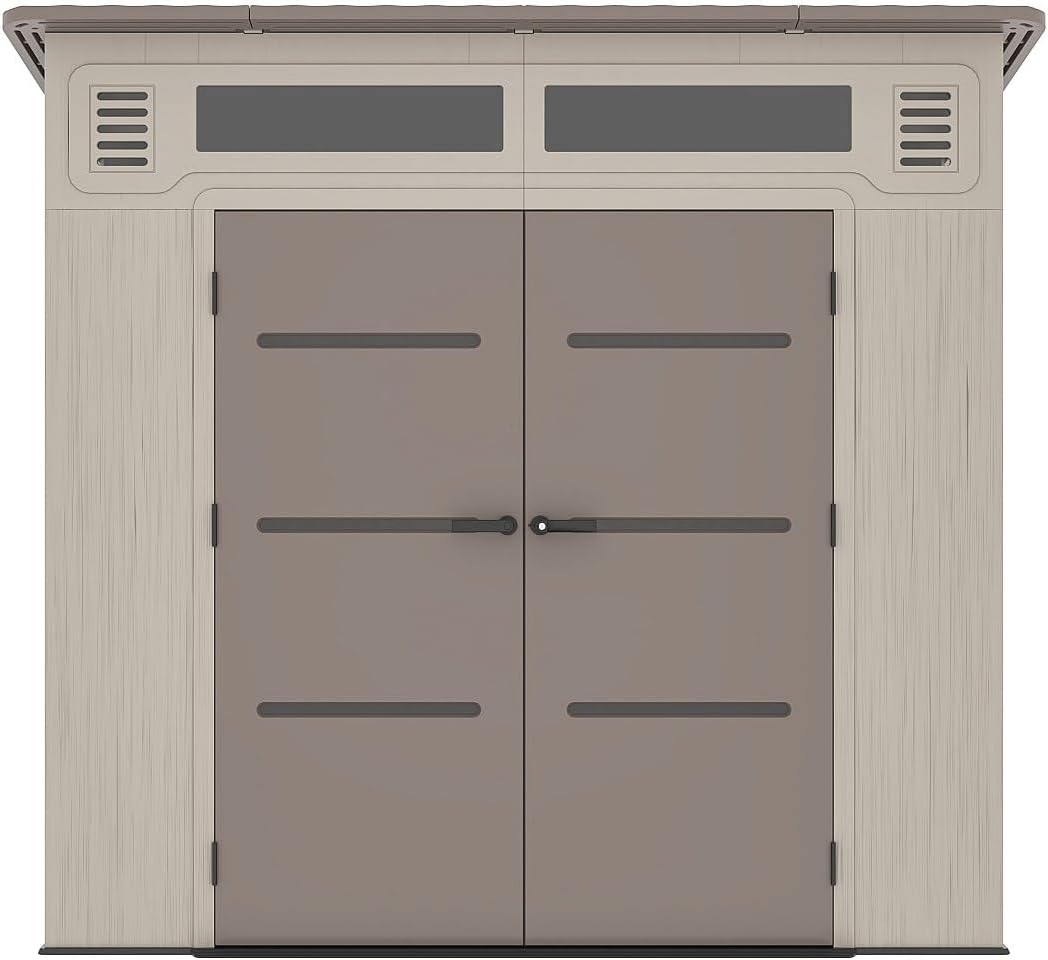 Vente-unique - Abri de jardin résine beige/marron 6,5m² plancher 22mm ANTEVA