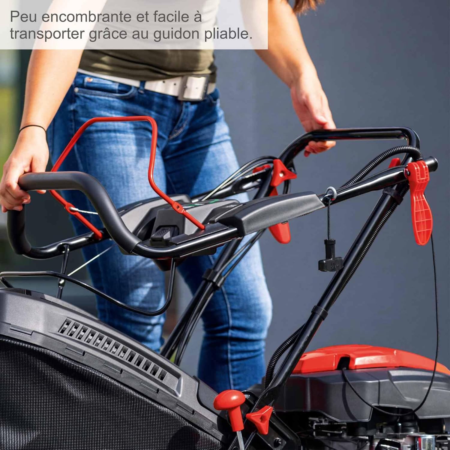 Scheppach Tondeuse à Gazon Hybride MS225-56E - Moteur à Essence 4 Temps de 6 CV - 224 cm³ - Largeur de Coupe 56 cm - Batterie + Chargeur Inclus (avec Huile Moteur + Lame supplémentaire)