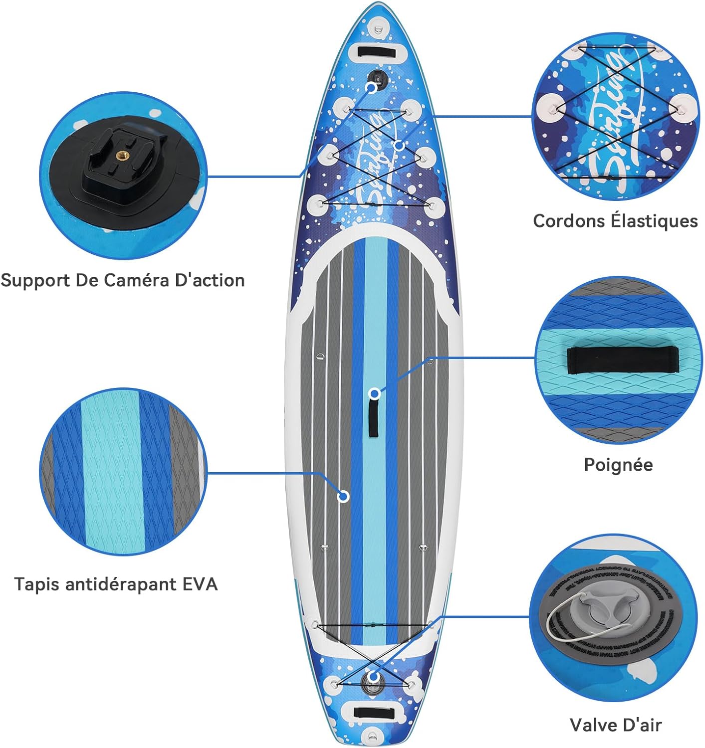 YU YUSING - Paddle gonflable 320/335cm - 2 personnes, siège kayak, jusqu'à 150kg