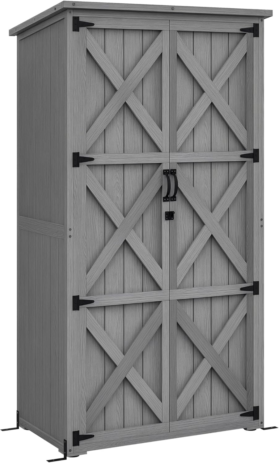 Outsunny - Armoire sur pied bois massif 90x54.5x161/168.5 cm toit incliné