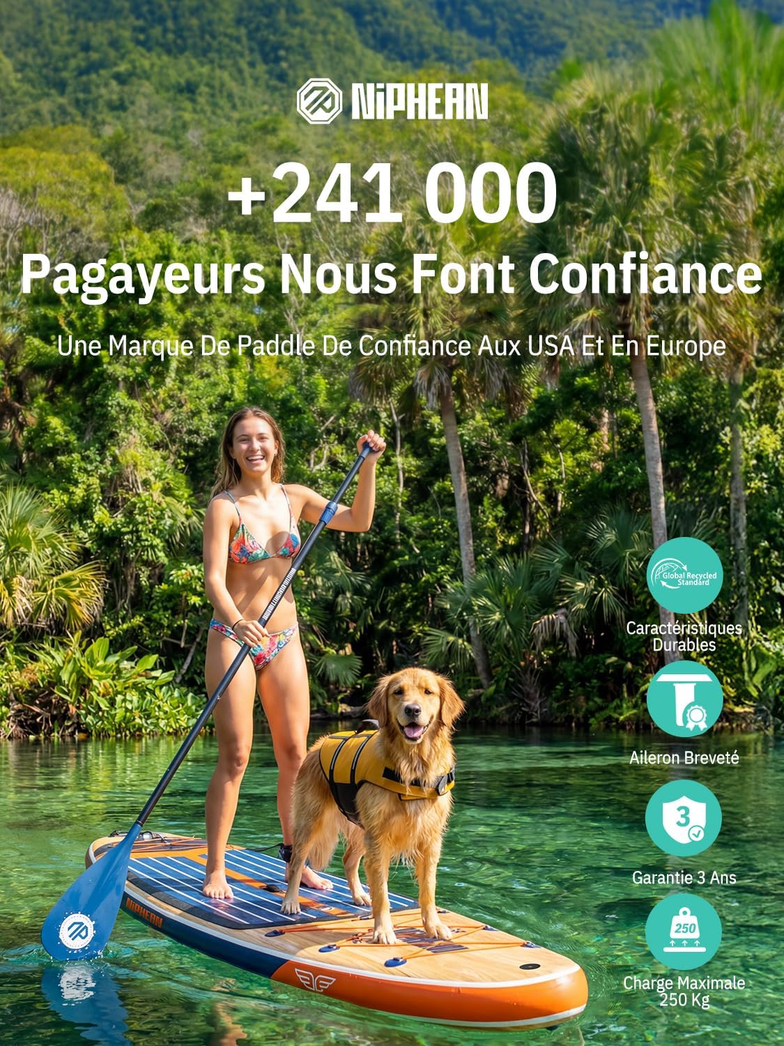 Niphean - Extra Large Paddle - 2+1 pers - gonflable, aileron, housse étanche