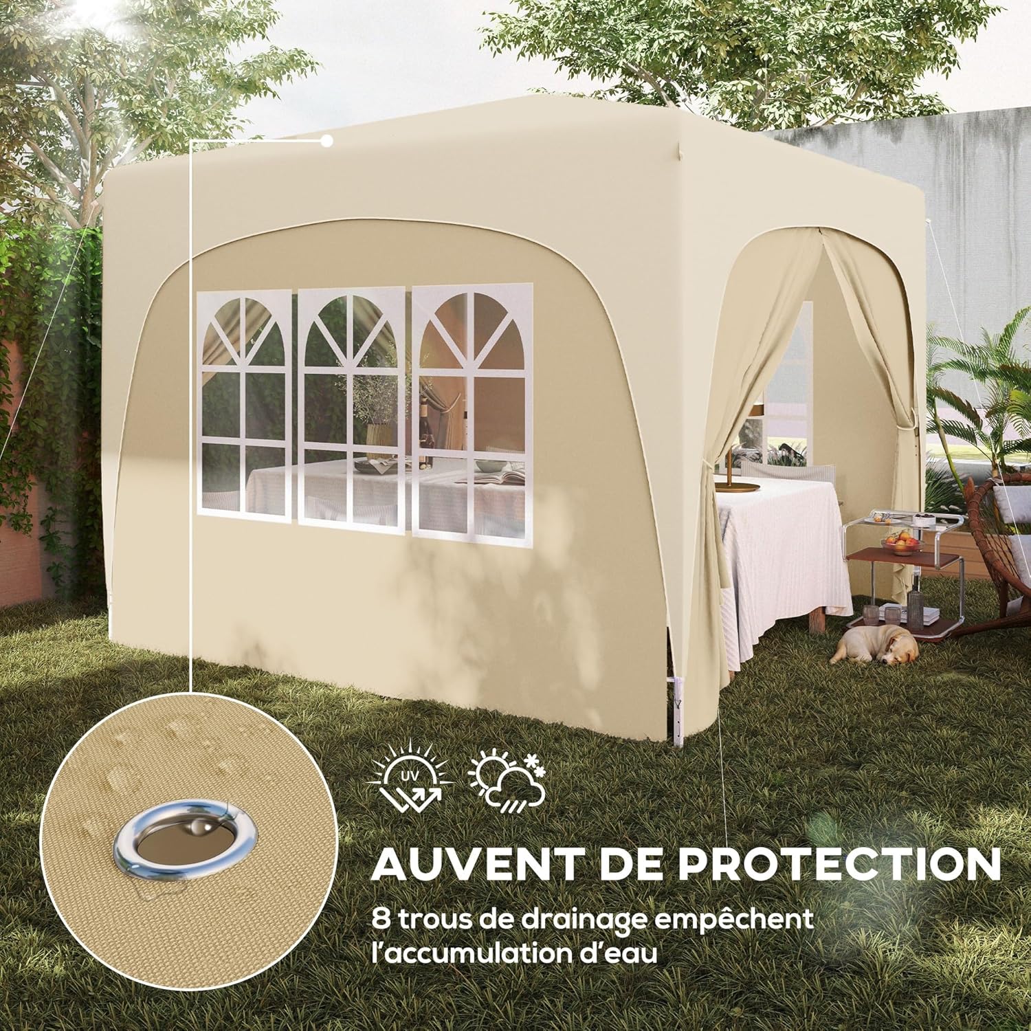 Outsunny - Tonnelle pliante 3x3 m - UPF50+, hauteur réglable, sac inclus