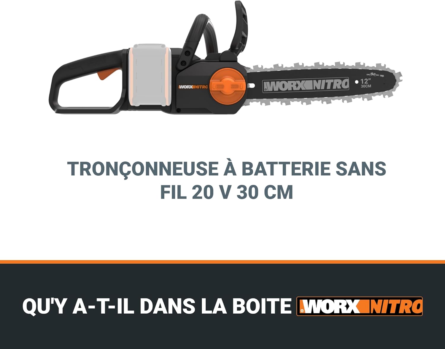 WORX - tronçonneuse sans fil 20V, guide 30cm, moteur brushless, WG350E.9