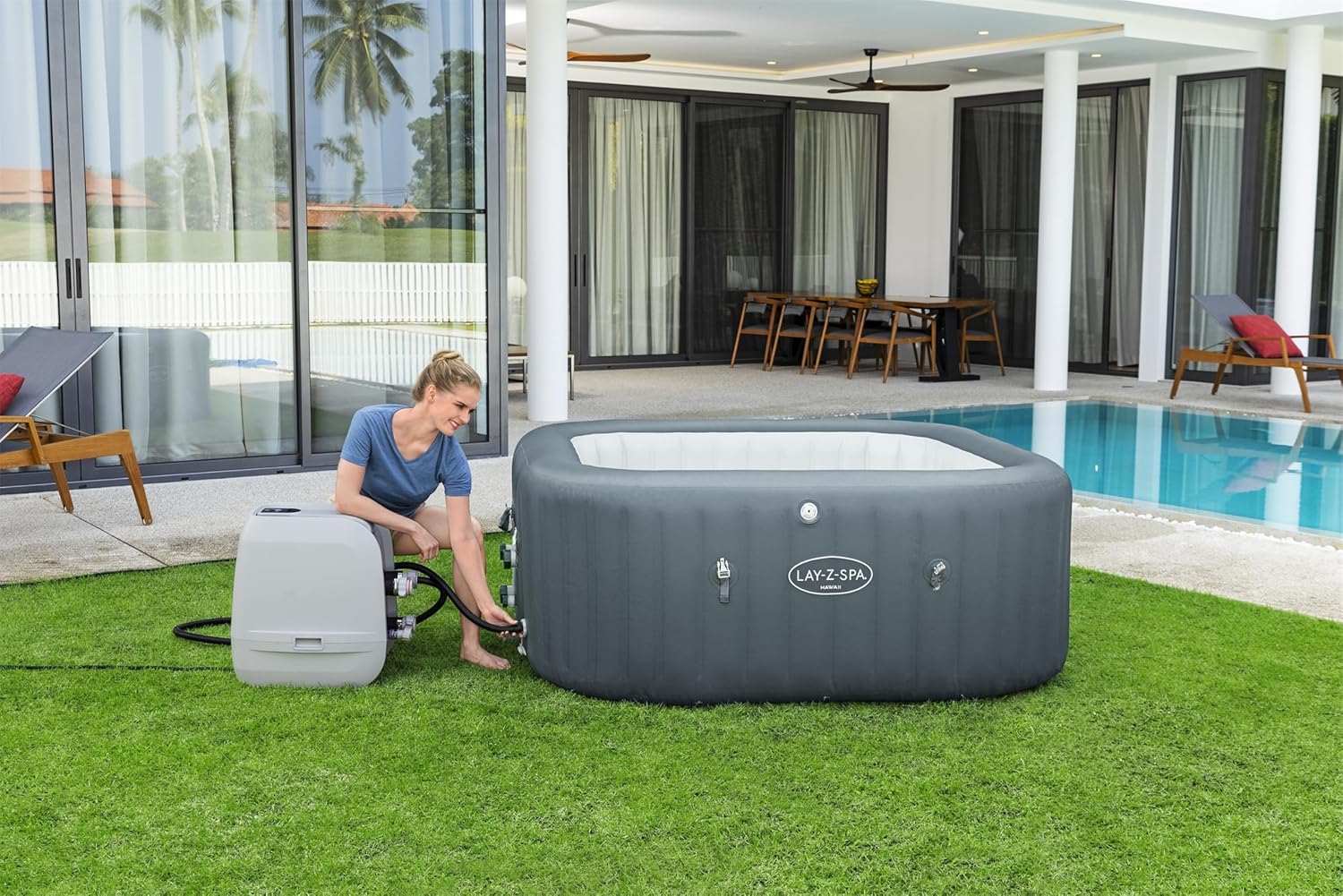 Bestway - Hawaii HydroJet Pro - 1.80m x 1.80m x 71cm - spa gonflable carré, jets massants, 71