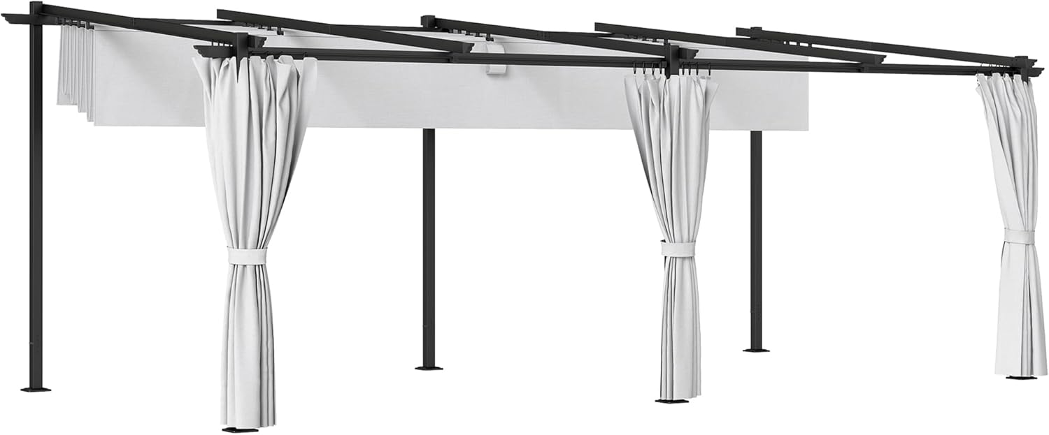 Outsunny - pergola rétractable - 3x6m - rideaux latéraux, UPF30+