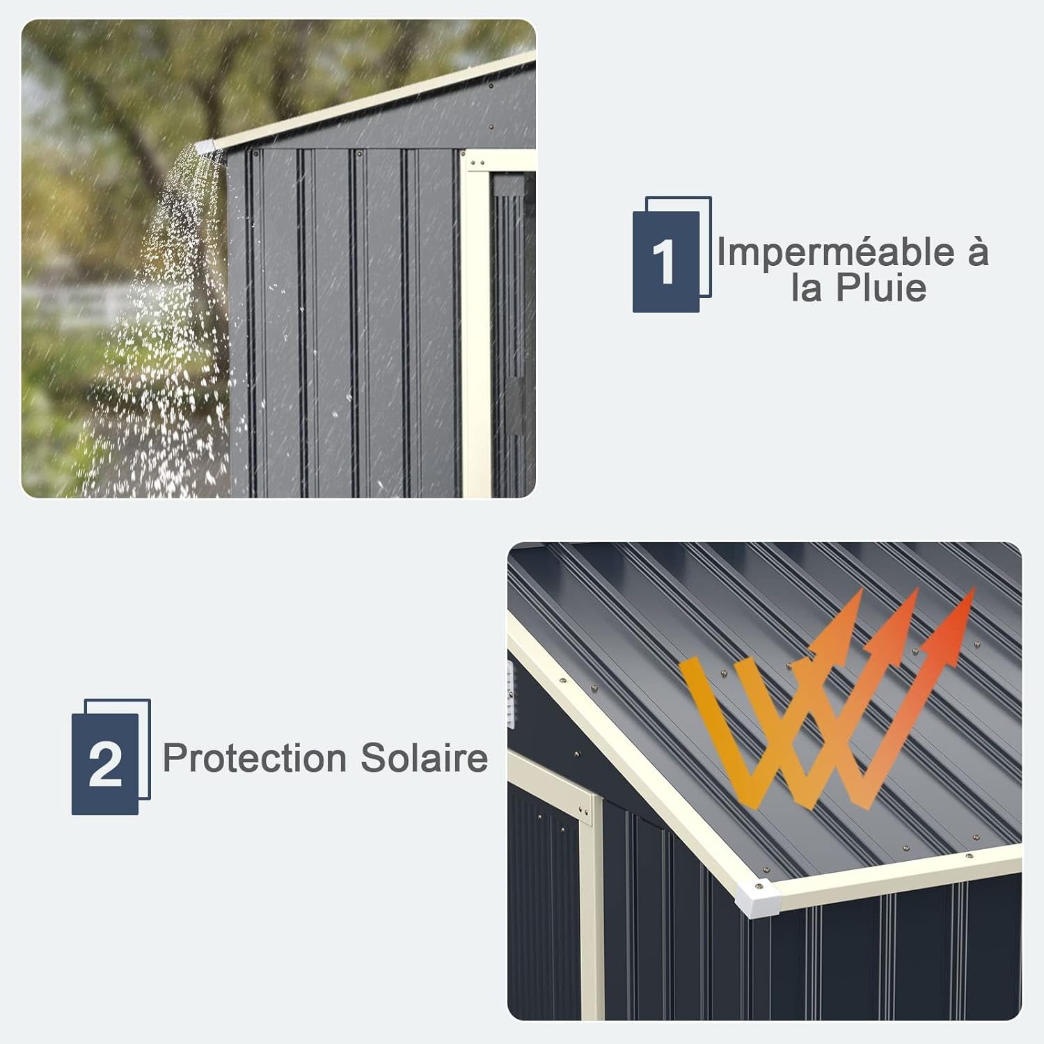 GOPLUS 2,37㎡ Abri de Jardin Métal Galvanisé, Cabine de Jardin Extérieur Portes Coulissantes, Résistant aux Intempérie, 4,63m³, Cabane de Rangement à Outils, 213 x 127 x 195 cm, Gris