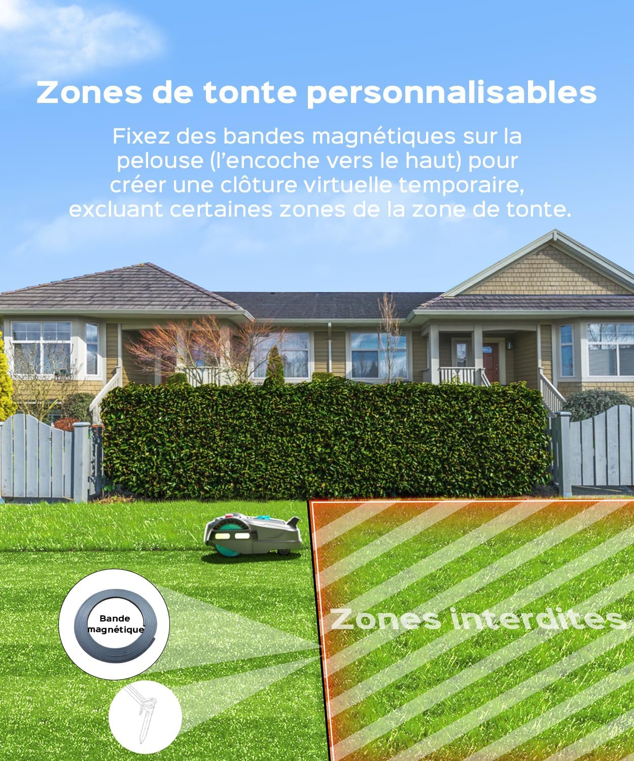YARDCARE - Tondeuse robot série M800Plus - 800m² - GPS, 3D vision, sans fil, détection 150 obstacles, M800Plus