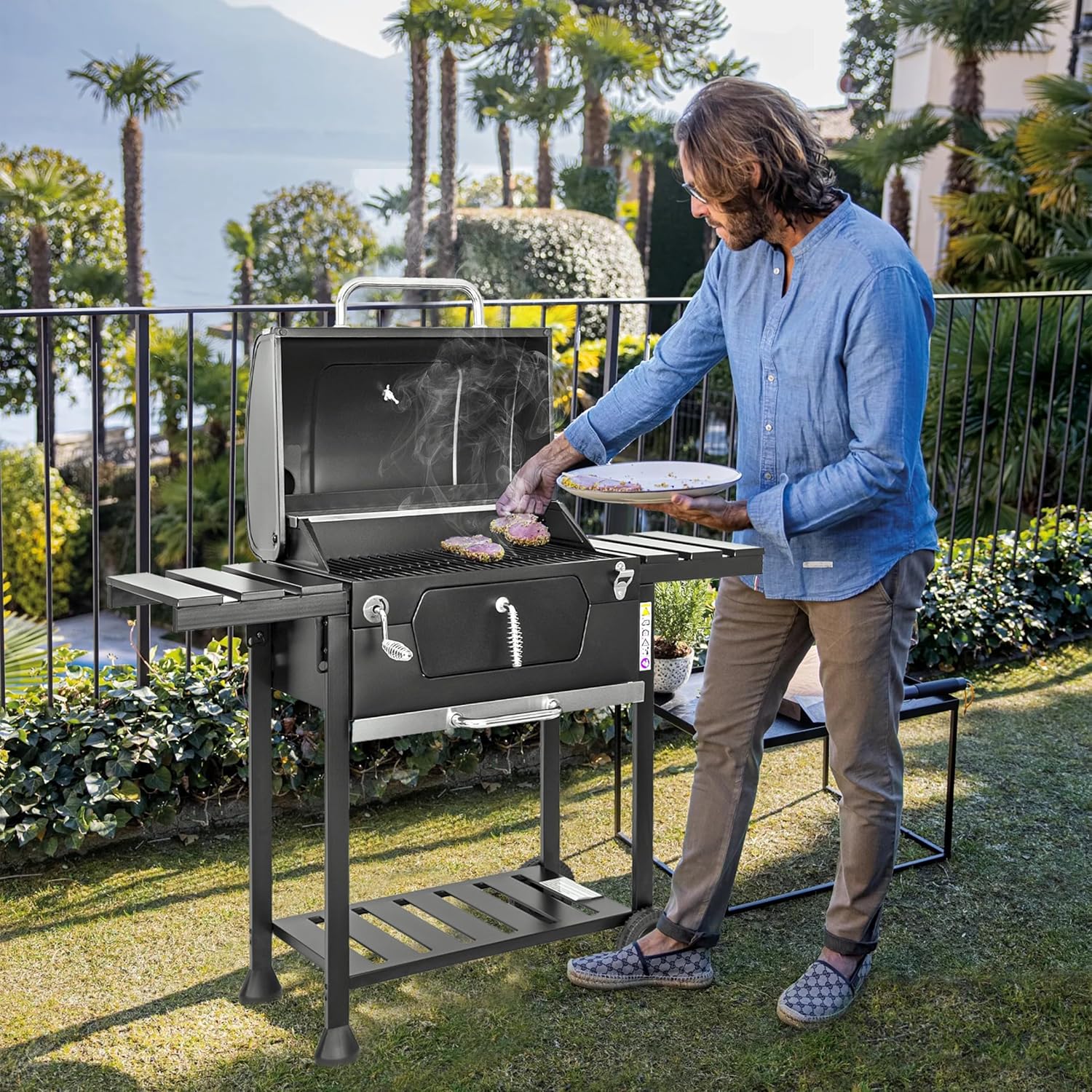 BRIGROS - MasterCook - barbecue acier roues thermomètre double grille